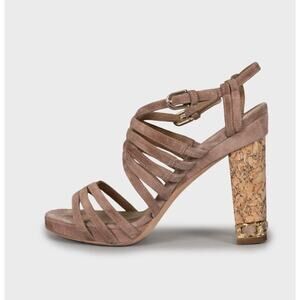 Chanel Brown Suede Block Heel Sandals Sz 36.5